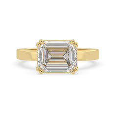 OctaPearl 4 ct Emerald East West Lab Grown Diamond Solitaire Engagement Ring