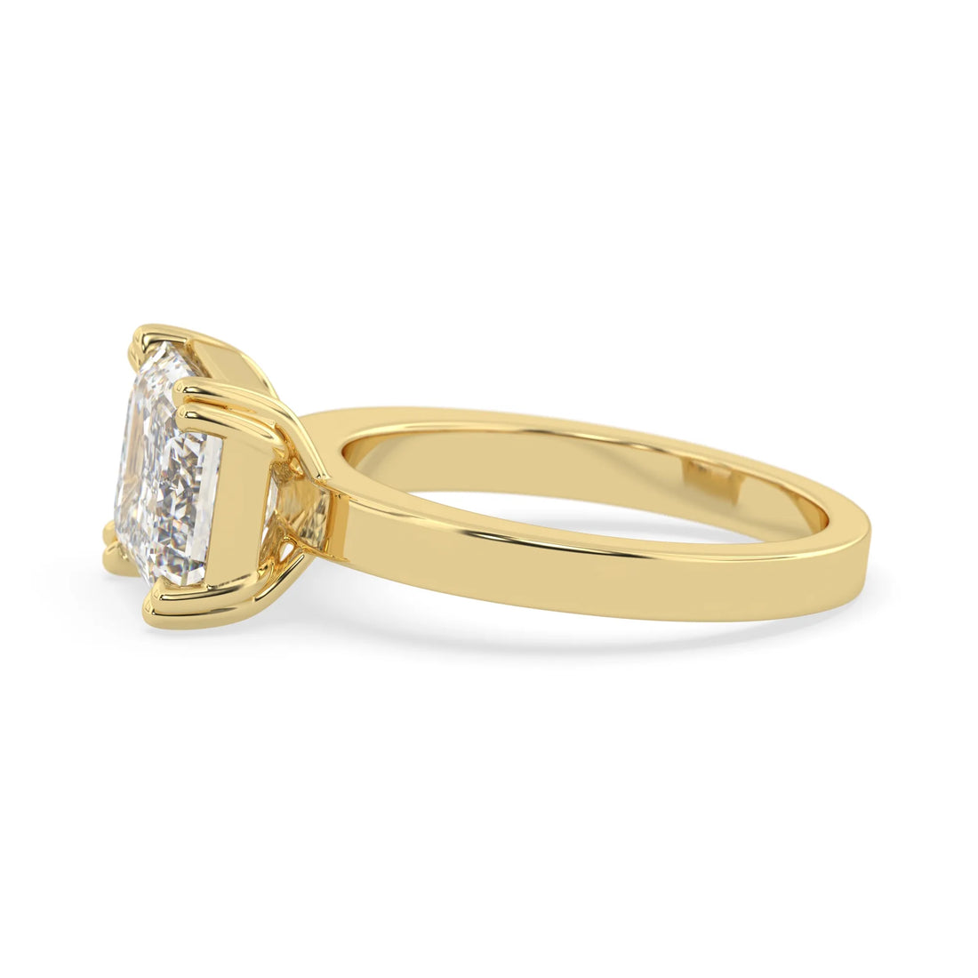OctaPearl 4 ct Emerald East West Lab Grown Diamond Solitaire Engagement Ring