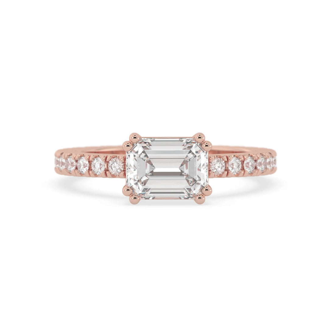 OctaPearl 1.5 ct Emerald Lab Grown Diamond Pave Engagement Ring