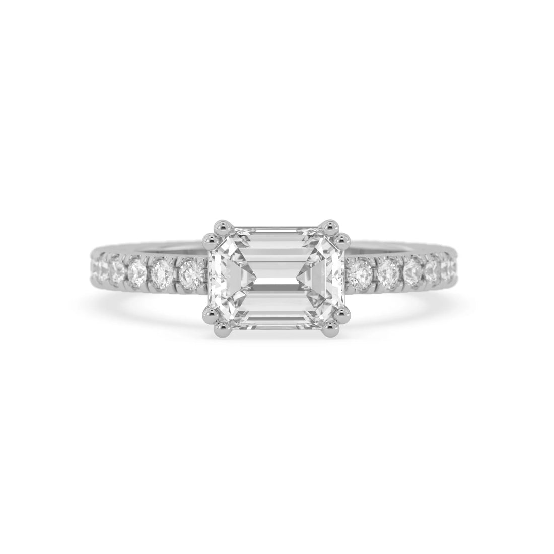 OctaPearl 1.5 ct Emerald Lab Grown Diamond Pave Engagement Ring