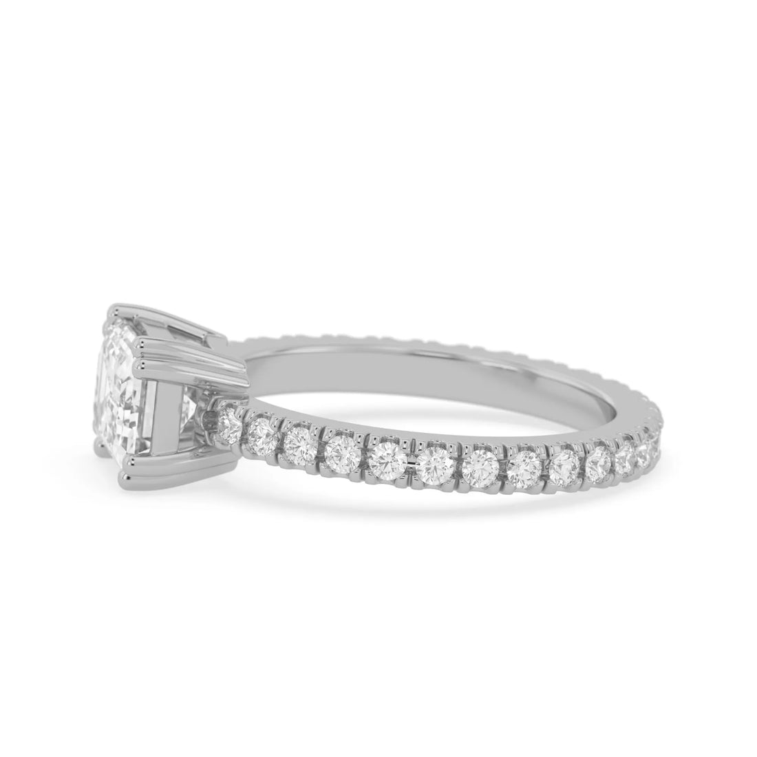 OctaPearl 1.5 ct Emerald Lab Grown Diamond Pave Engagement Ring