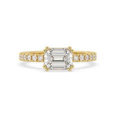 OctaPearl 1.5 ct Emerald Lab Grown Diamond Pave Engagement Ring