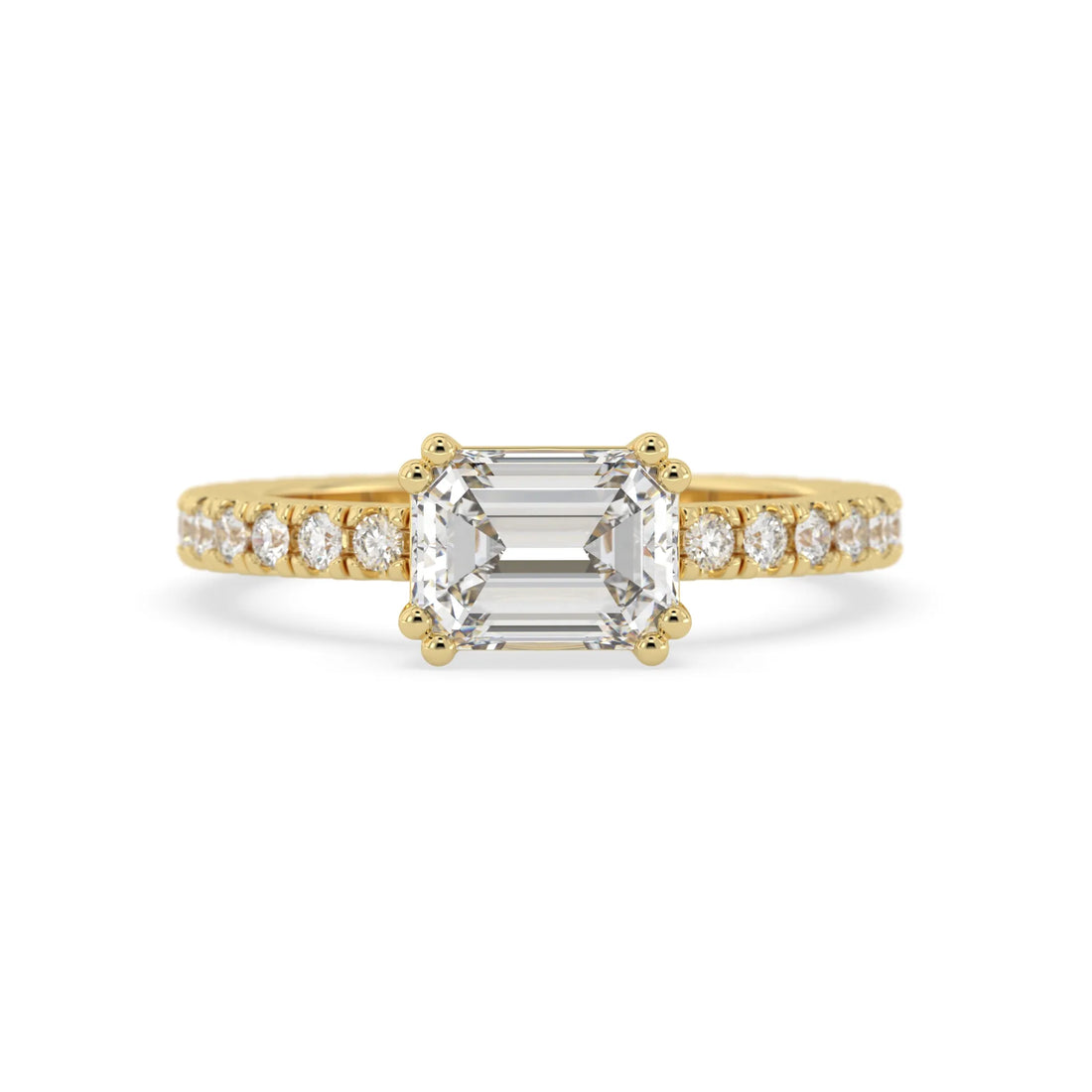 OctaPearl 1.5 ct Emerald Lab Grown Diamond Pave Engagement Ring