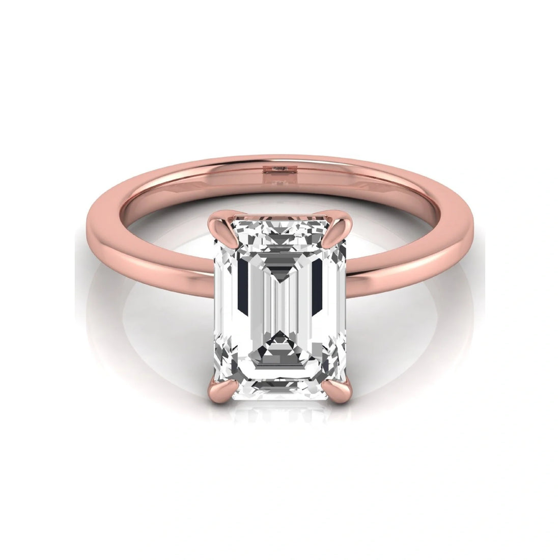 OctaPearl 3 ct Emerald Four Prong Lab Grown Diamond Solitaire Engagement Ring