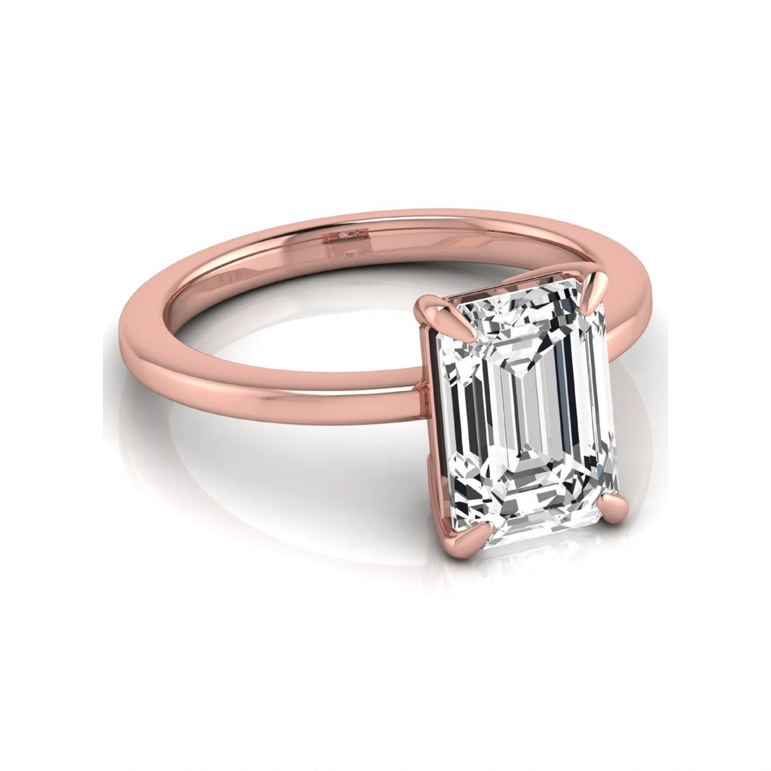 OctaPearl 3 ct Emerald Four Prong Lab Grown Diamond Solitaire Engagement Ring