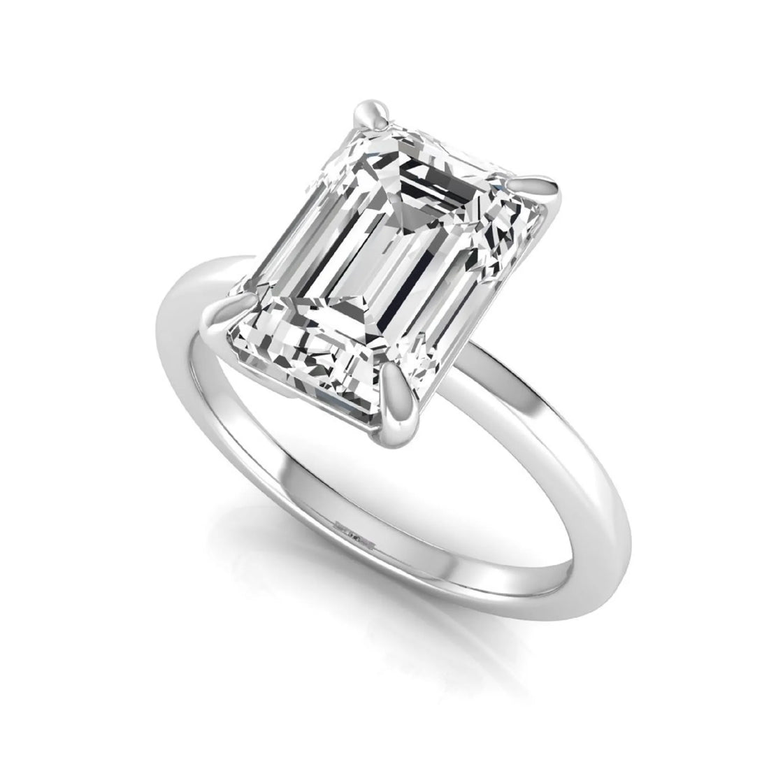 OctaPearl 3 ct Emerald Four Prong Lab Grown Diamond Solitaire Engagement Ring