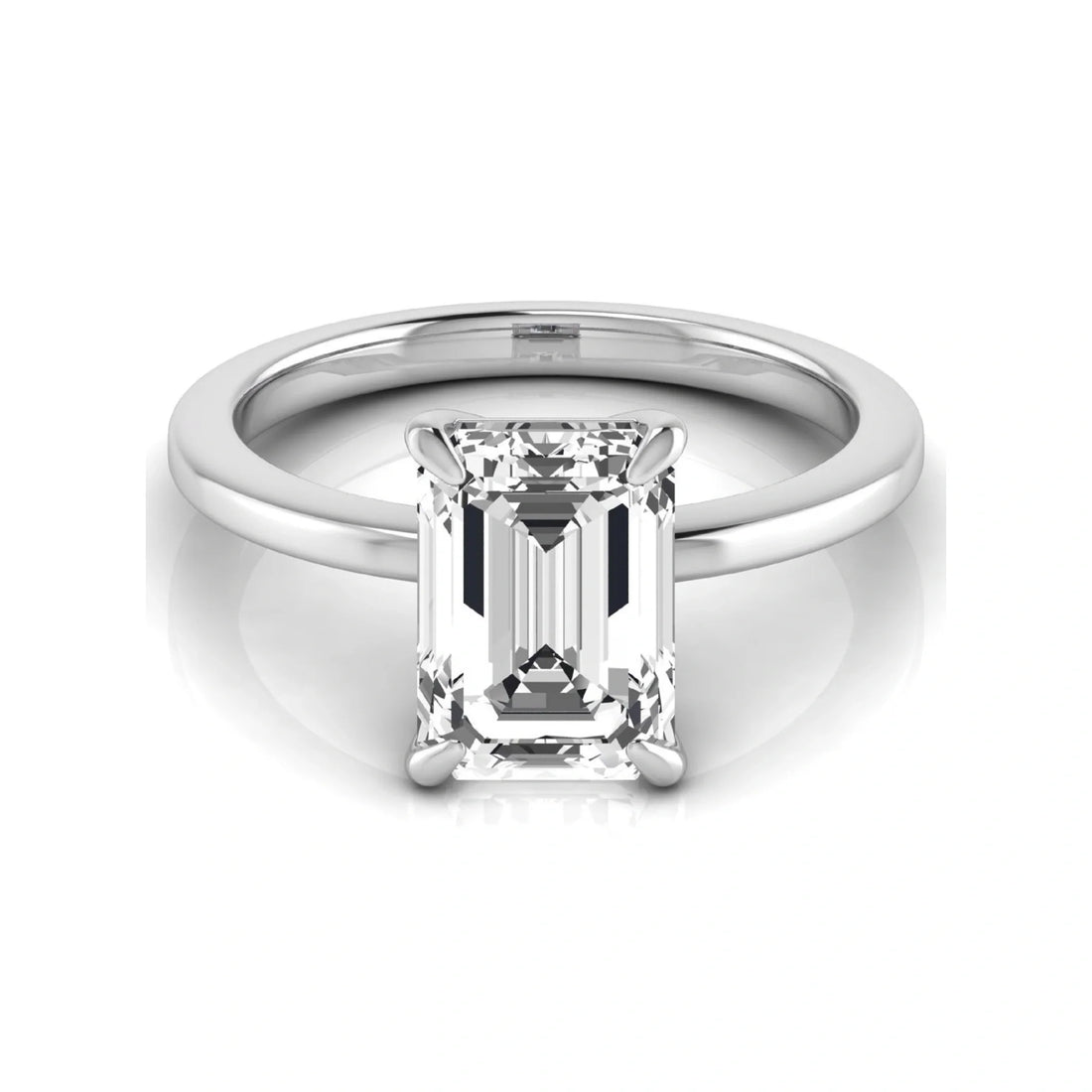 OctaPearl 3 ct Emerald Four Prong Lab Grown Diamond Solitaire Engagement Ring