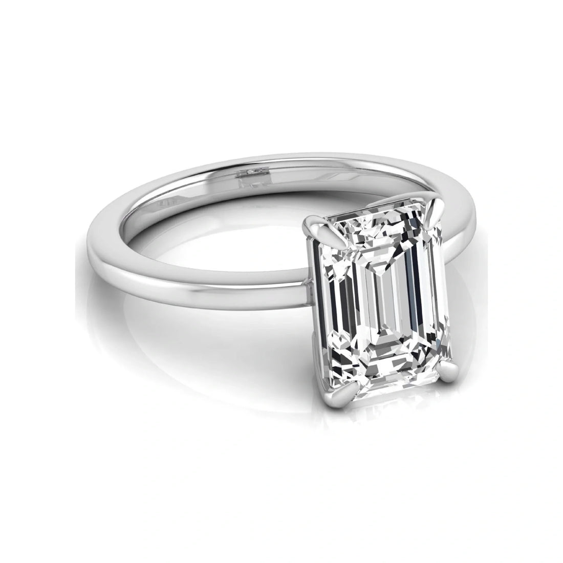 OctaPearl 3 ct Emerald Four Prong Lab Grown Diamond Solitaire Engagement Ring