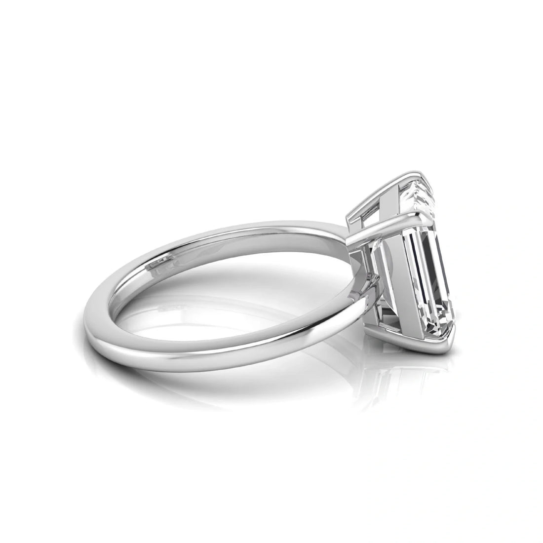 OctaPearl 3 ct Emerald Four Prong Lab Grown Diamond Solitaire Engagement Ring