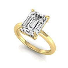 OctaPearl 3 ct Emerald Four Prong Lab Grown Diamond Solitaire Engagement Ring - alternate view