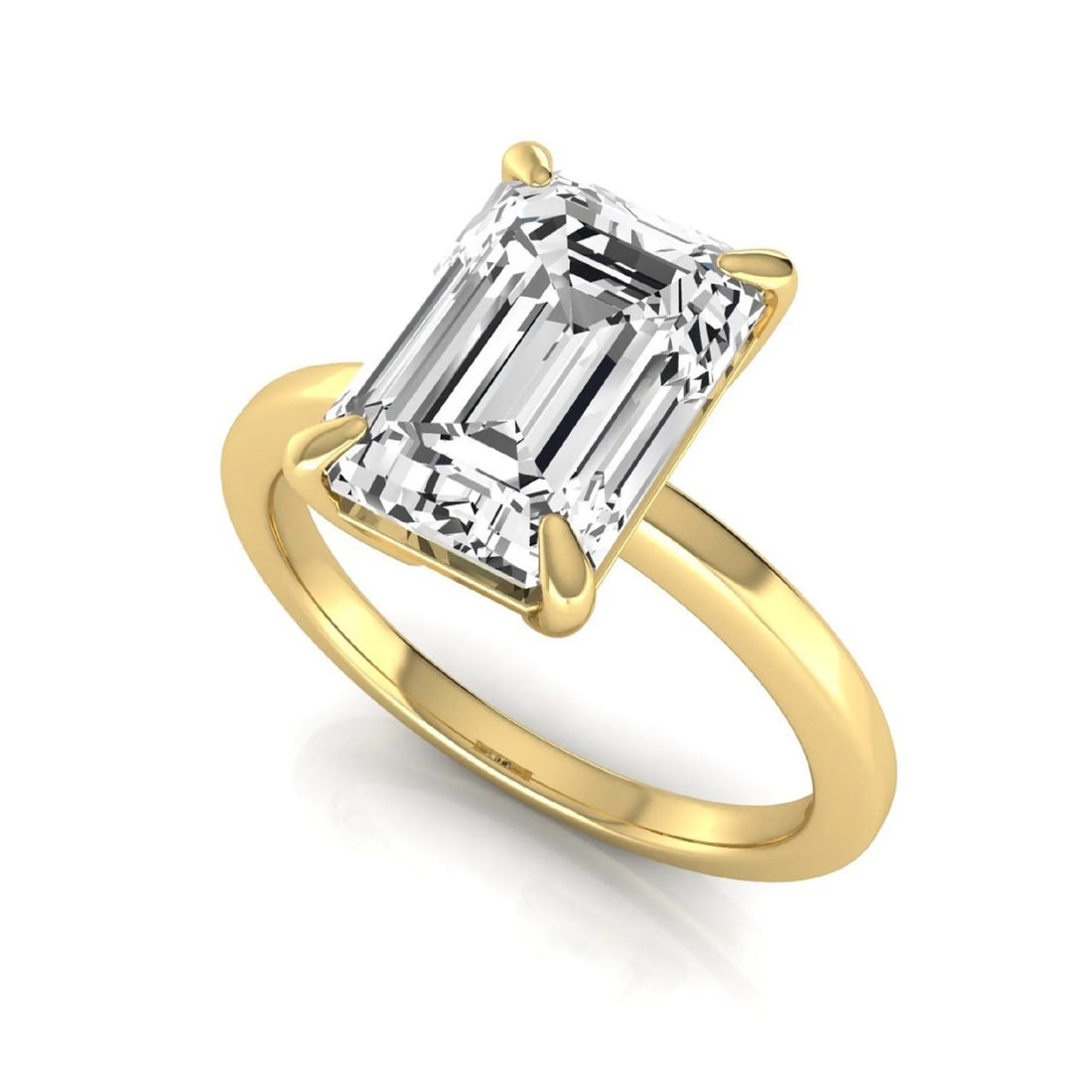 OctaPearl 3 ct Emerald Four Prong Lab Grown Diamond Solitaire Engagement Ring