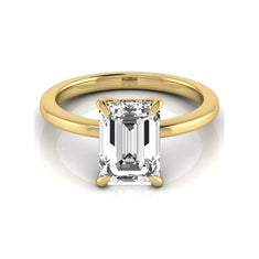 OctaPearl 3 ct Emerald Four Prong Lab Grown Diamond Solitaire Engagement Ring