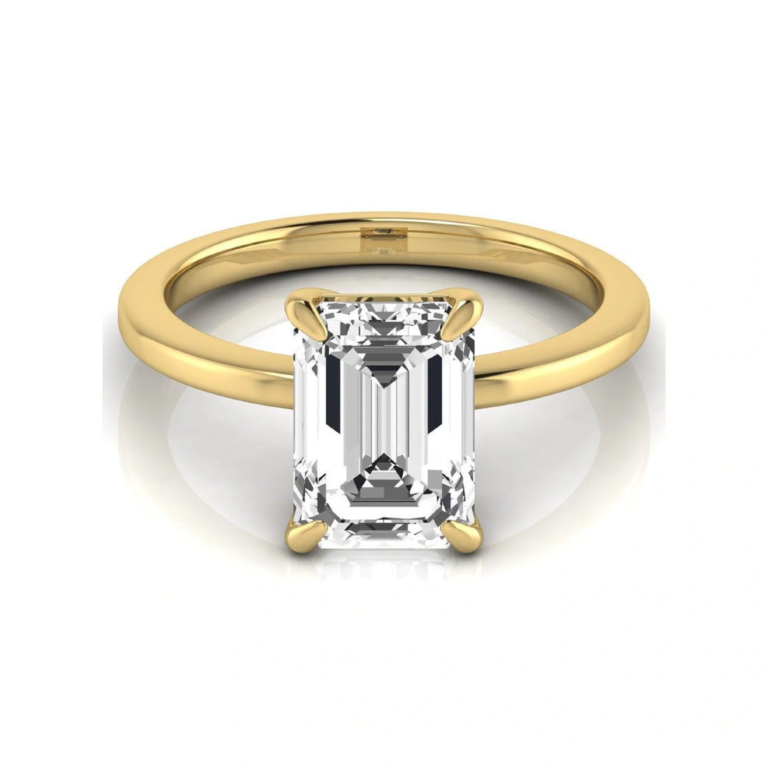 OctaPearl 3 ct Emerald Four Prong Lab Grown Diamond Solitaire Engagement Ring