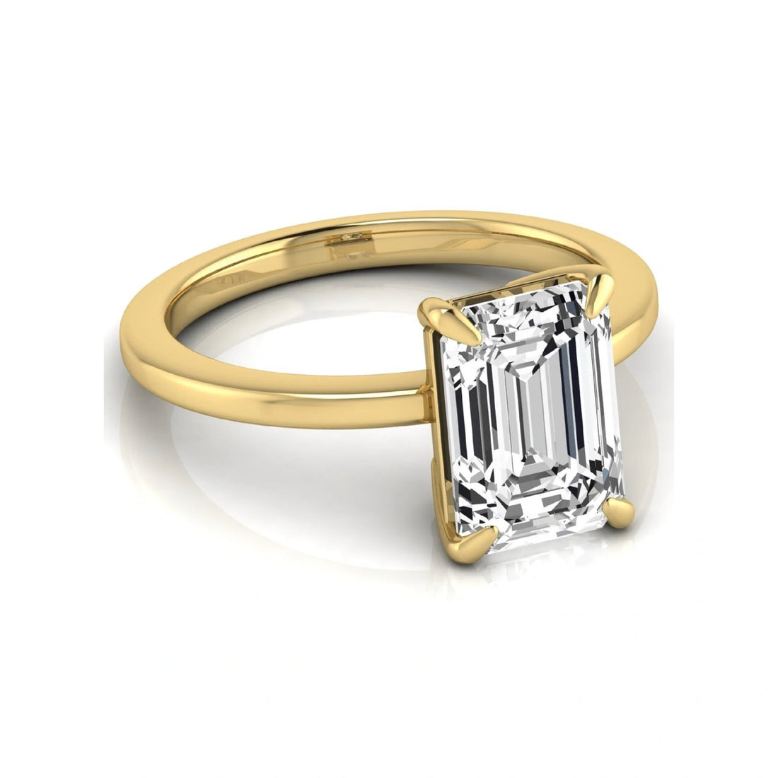 OctaPearl 3 ct Emerald Four Prong Lab Grown Diamond Solitaire Engagement Ring
