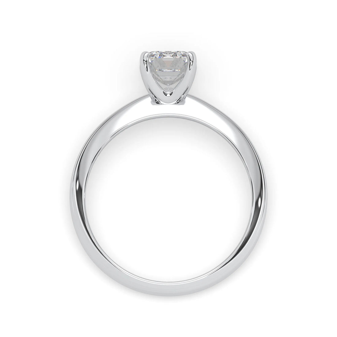 OctaPearl Emerald Cut Solitaire Engagement Ring