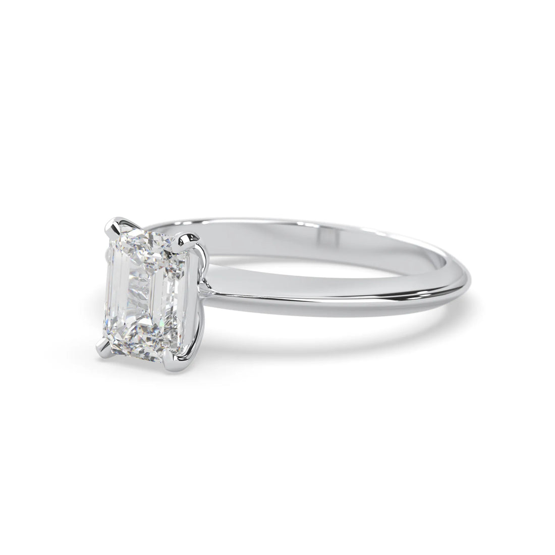 OctaPearl Emerald Cut Solitaire Engagement Ring