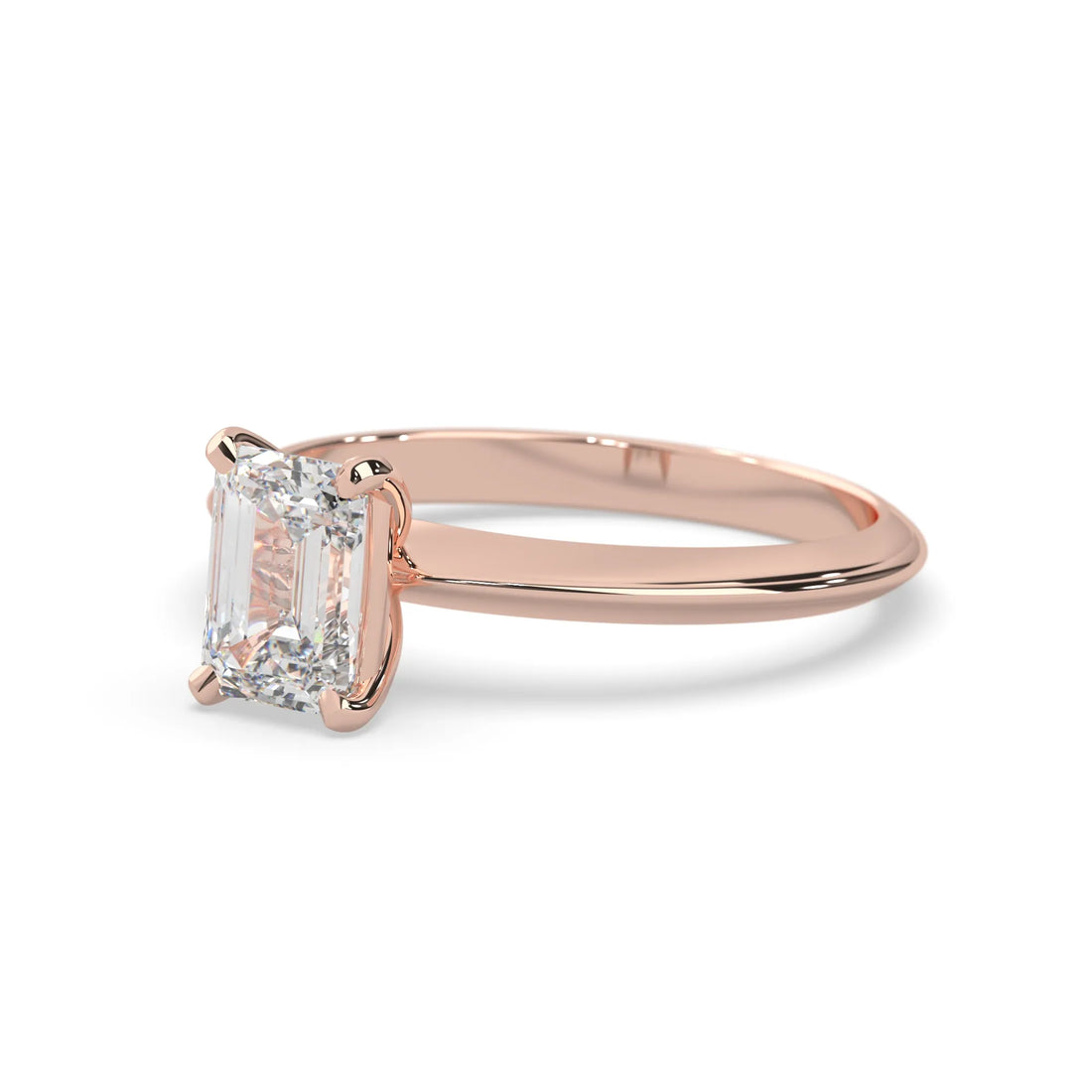 OctaPearl Emerald Cut Solitaire Engagement Ring