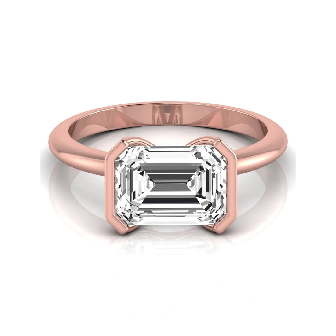 OctaPearl 5 ct Emerald Half Bezel Lab Grown Diamond Engagement Ring