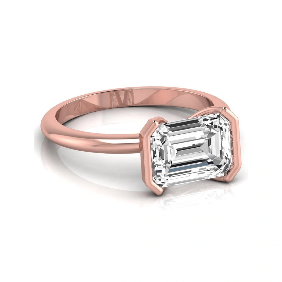 OctaPearl 5 ct Emerald Half Bezel Lab Grown Diamond Engagement Ring