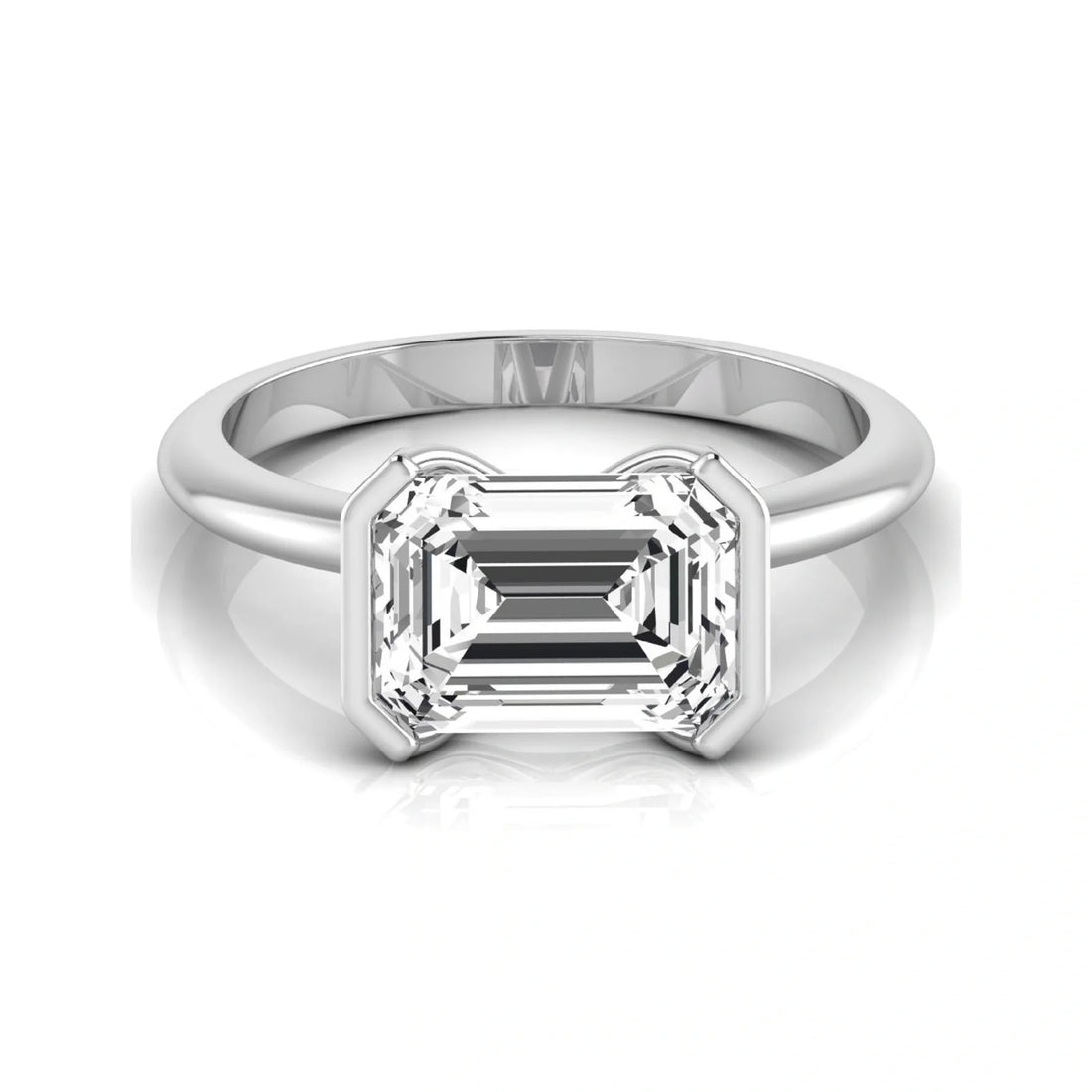 OctaPearl 5 ct Emerald Half Bezel Lab Grown Diamond Engagement Ring