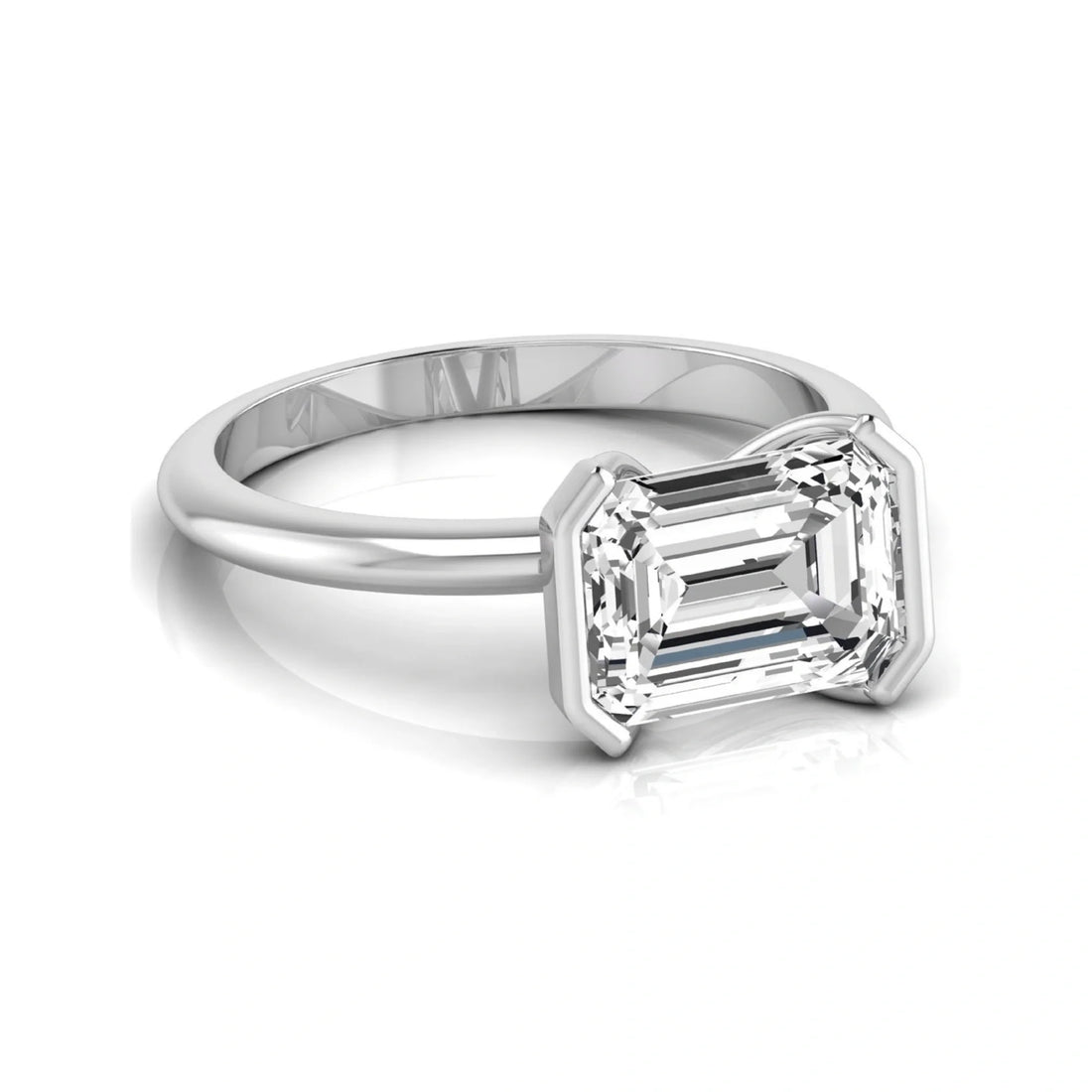 OctaPearl 5 ct Emerald Half Bezel Lab Grown Diamond Engagement Ring