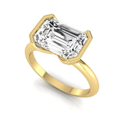 OctaPearl 5 ct Emerald Half Bezel Lab Grown Diamond Engagement Ring - alternate view