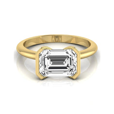 OctaPearl 5 ct Emerald Half Bezel Lab Grown Diamond Engagement Ring