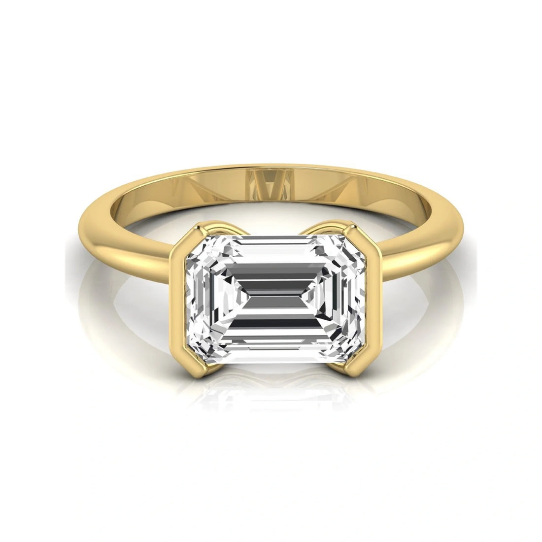OctaPearl 5 ct Emerald Half Bezel Lab Grown Diamond Engagement Ring