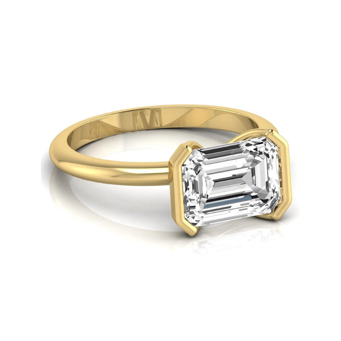 OctaPearl 5 ct Emerald Half Bezel Lab Grown Diamond Engagement Ring