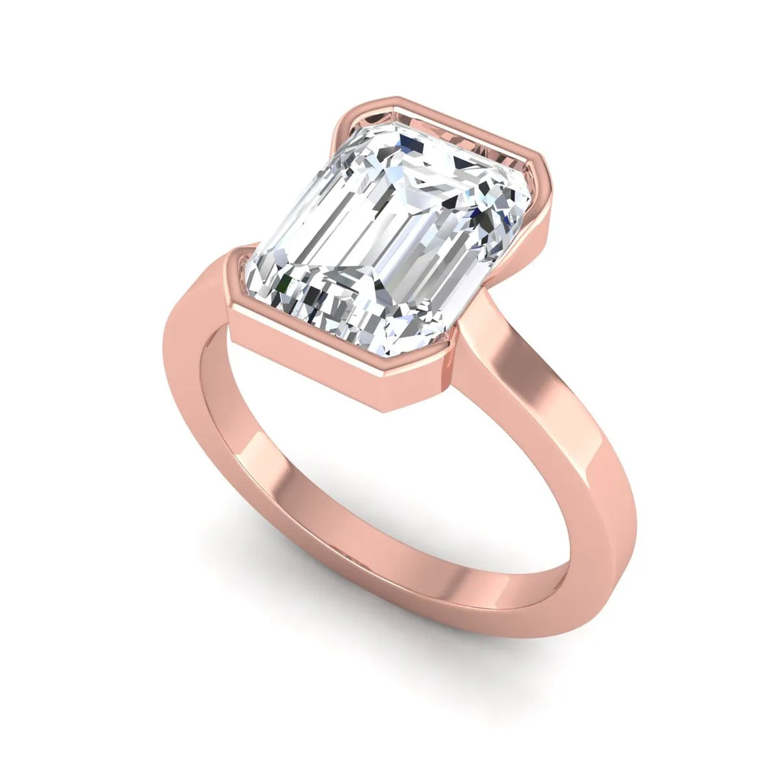 OctaPearl 2.5 ct Emerald Half Bezel Lab Grown Diamond Engagement Ring