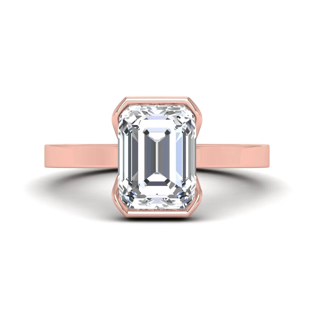 OctaPearl 2.5 ct Emerald Half Bezel Lab Grown Diamond Engagement Ring