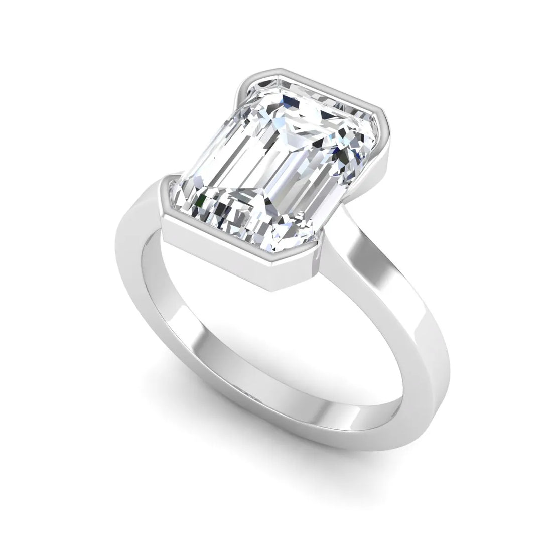 OctaPearl 2.5 ct Emerald Half Bezel Lab Grown Diamond Engagement Ring