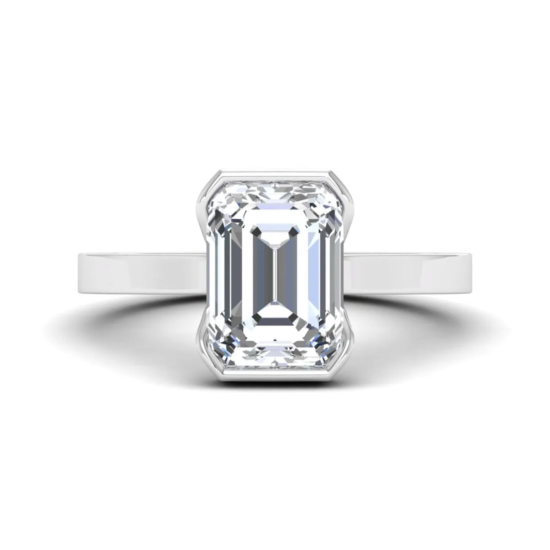 OctaPearl 2.5 ct Emerald Half Bezel Lab Grown Diamond Engagement Ring