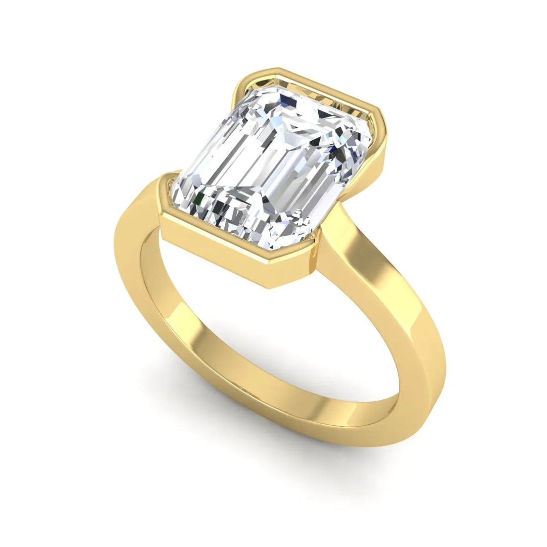 OctaPearl 2.5 ct Emerald Half Bezel Lab Grown Diamond Engagement Ring