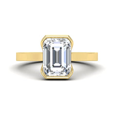 2.5 ct Emerald Half Bezel Lab Grown Diamond Engagement Ring