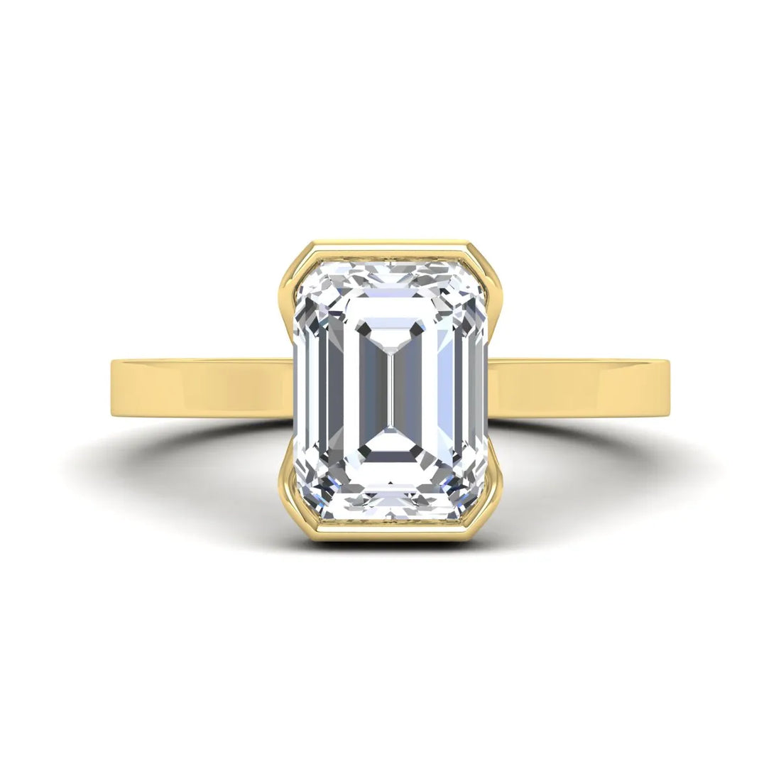 OctaPearl 2.5 ct Emerald Half Bezel Lab Grown Diamond Engagement Ring