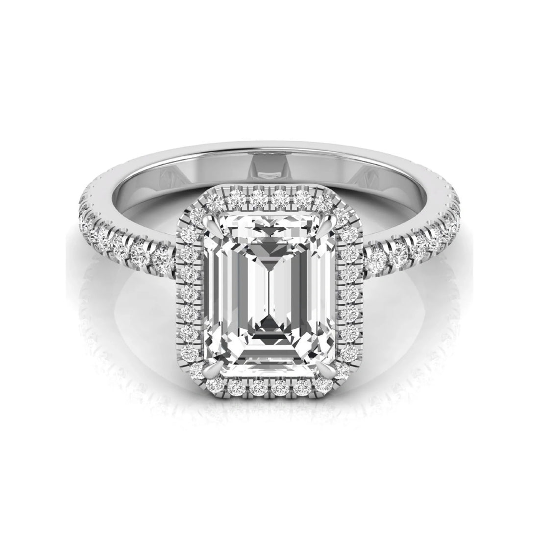 OctaPearl 2.5 ct Emerald Halo Accent Lab Grown Diamond Engagement Ring
