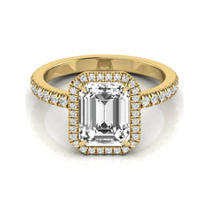 OctaPearl 2.5 ct Emerald Halo Accent Lab Grown Diamond Engagement Ring