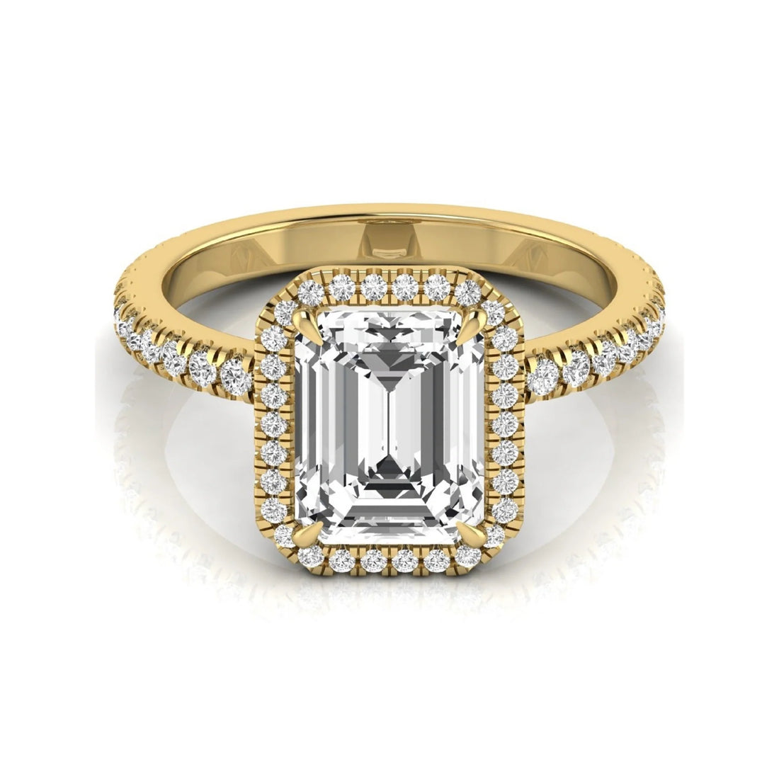OctaPearl 2.5 ct Emerald Halo Accent Lab Grown Diamond Engagement Ring