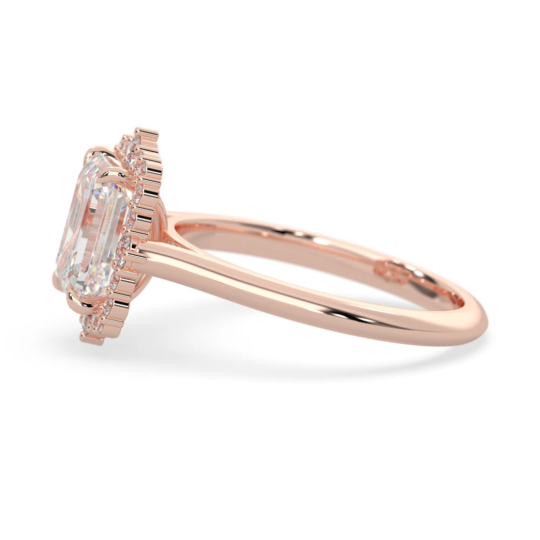 OctaPearl 1.5 ct Emerald Cut Lab Grown Diamond Halo Engagement Ring