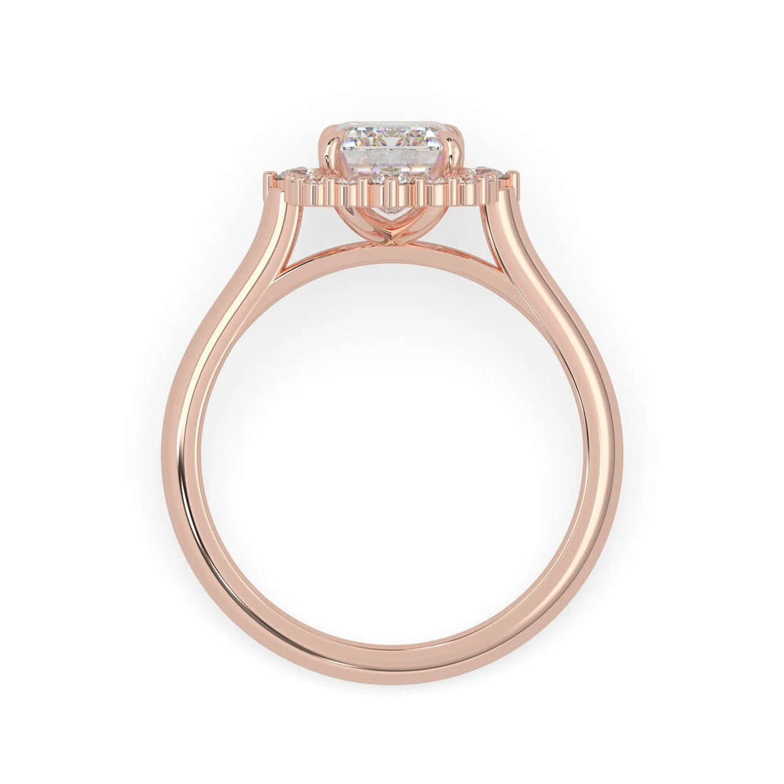 OctaPearl 1.5 ct Emerald Cut Lab Grown Diamond Halo Engagement Ring