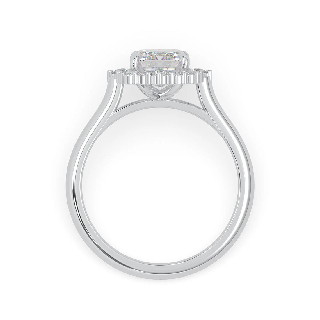 OctaPearl 1.5 ct Emerald Cut Lab Grown Diamond Halo Engagement Ring