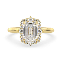 OctaPearl 1.5 ct Emerald Cut Lab Grown Diamond Halo Engagement Ring