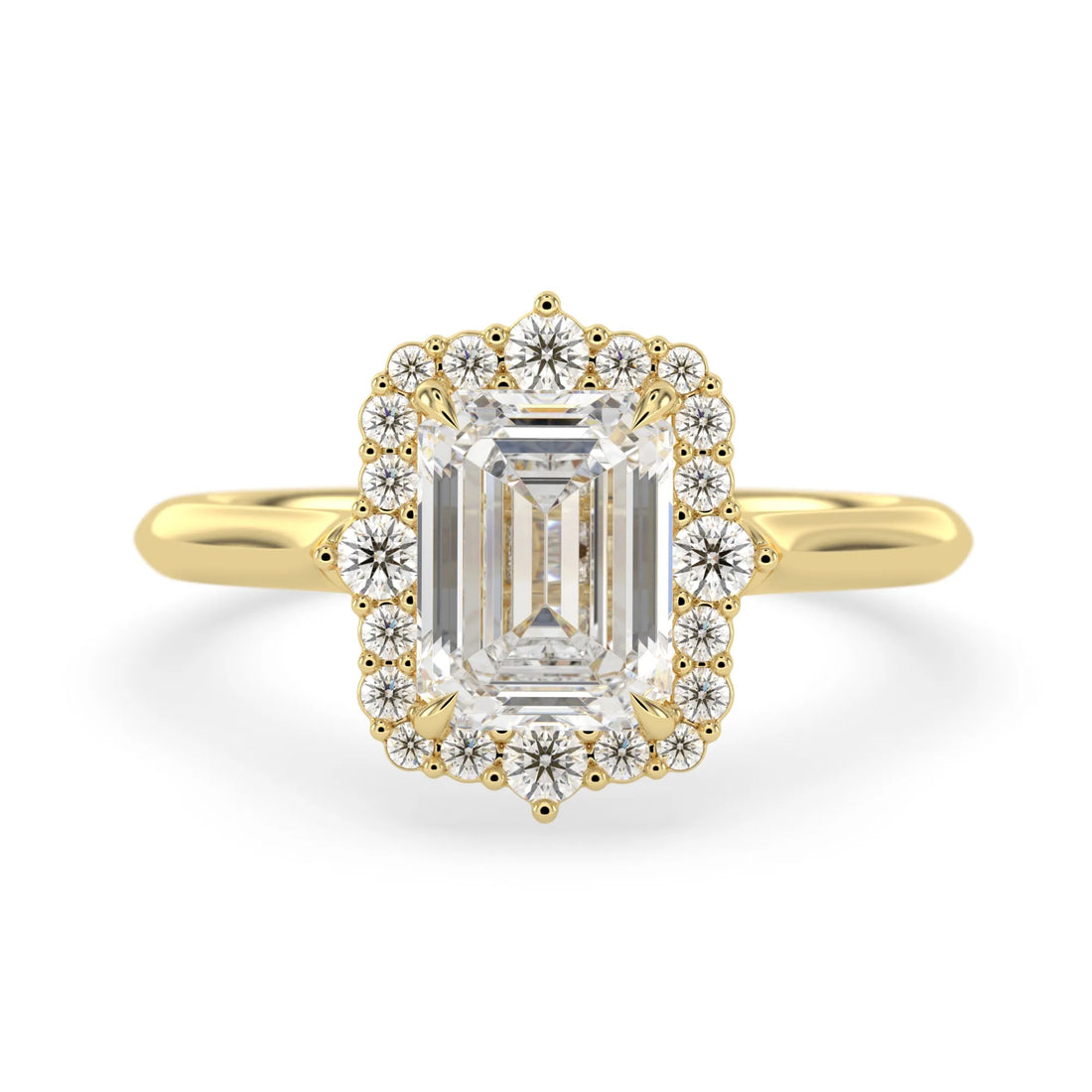 OctaPearl 1.5 ct Emerald Cut Lab Grown Diamond Halo Engagement Ring