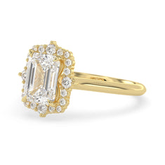 OctaPearl 1.5 ct Emerald Cut Lab Grown Diamond Halo Engagement Ring - alternate view
