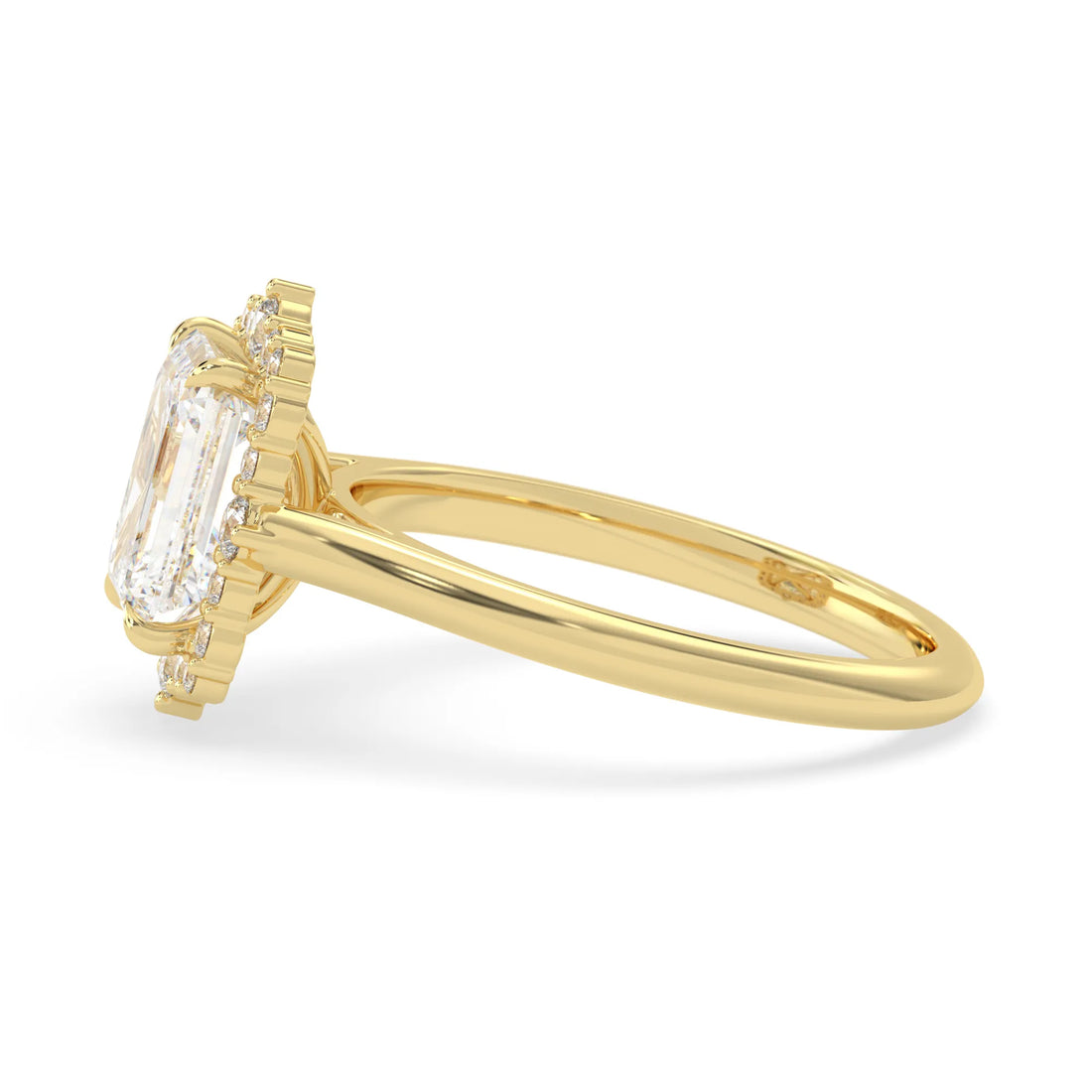 OctaPearl 1.5 ct Emerald Cut Lab Grown Diamond Halo Engagement Ring