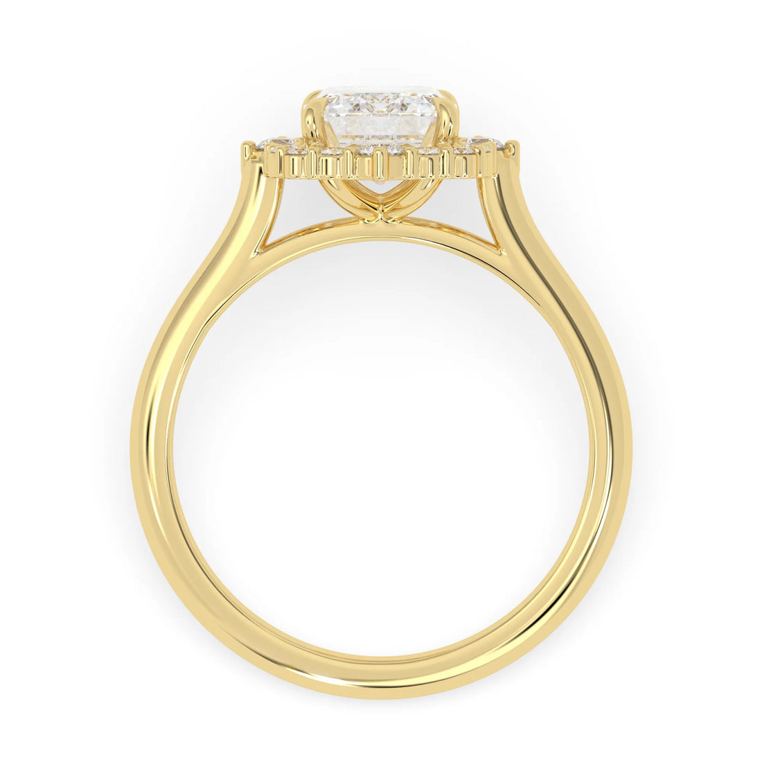OctaPearl 1.5 ct Emerald Cut Lab Grown Diamond Halo Engagement Ring