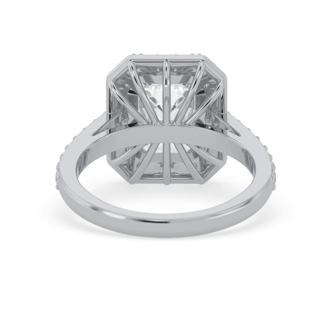 OctaPearl 3 ct Emerald Cut Halo Lab Grown Diamond Engagement Ring