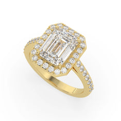 OctaPearl 3 ct Emerald Cut Halo Lab Grown Diamond Engagement Ring - alternate view