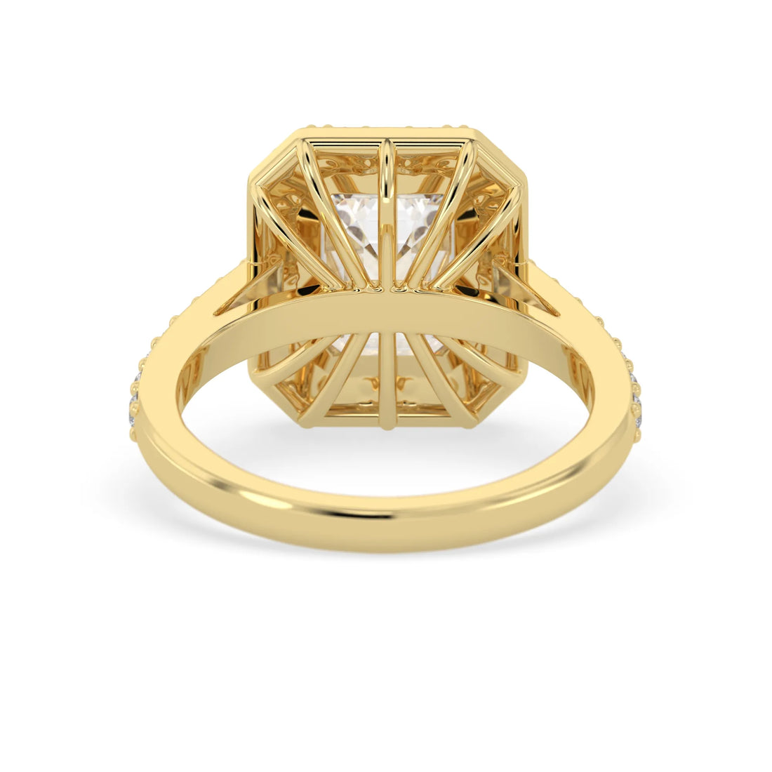 OctaPearl 3 ct Emerald Cut Halo Lab Grown Diamond Engagement Ring